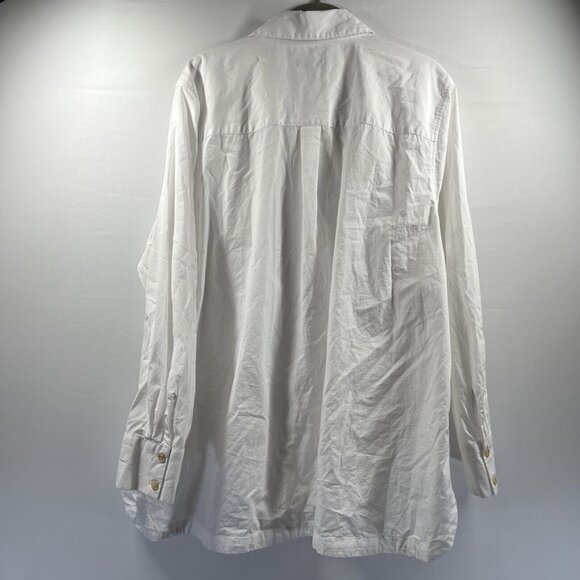 Talbots Women's Top Plus 2X Solid Bright White Button Accents Button Up Tunic - Picture 10 of 12